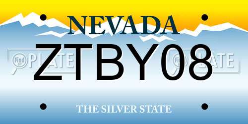 ZTBY08 Nevada License Plate