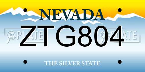 ZTG804 Nevada License Plate
