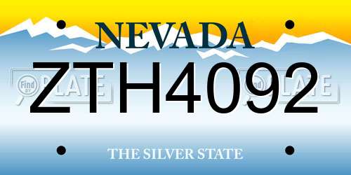 ZTH4092 Nevada License Plate