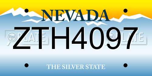 ZTH4097 Nevada License Plate