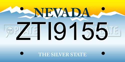 ZTI9155 Nevada License Plate