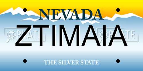 ZTIMAIA Nevada License Plate