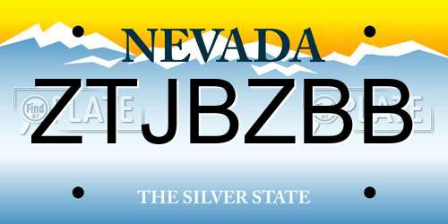 ZTJBZBB Nevada License Plate