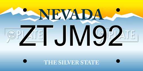 ZTJM92 Nevada License Plate
