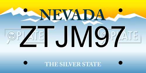 ZTJM97 Nevada License Plate