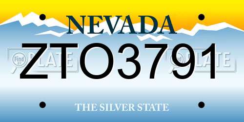 ZTO3791 Nevada License Plate
