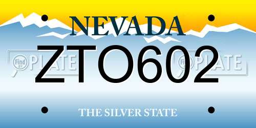 ZTO602 Nevada License Plate