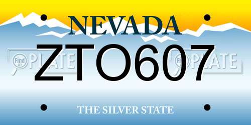 ZTO607 Nevada License Plate