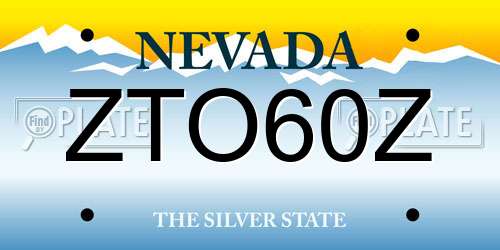 ZTO60Z Nevada License Plate