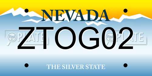 ZTOG02 Nevada License Plate