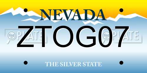 ZTOG07 Nevada License Plate