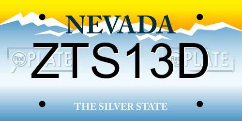 ZTS13D Nevada License Plate