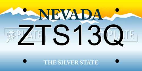ZTS13Q Nevada License Plate