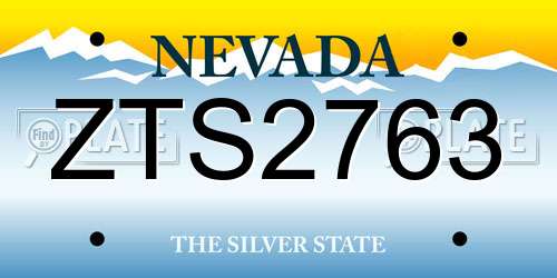 ZTS2763 Nevada License Plate