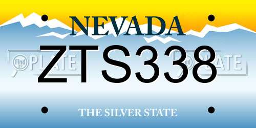 ZTS338 Nevada License Plate