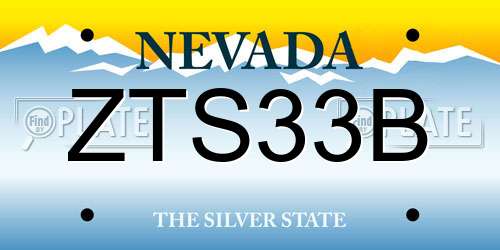 ZTS33B Nevada License Plate
