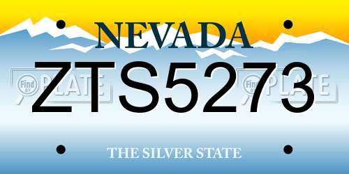 ZTS5273 Nevada License Plate