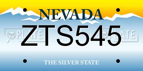 ZTS545 Nevada License Plate