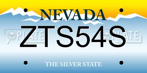 ZTS54S Nevada License Plate