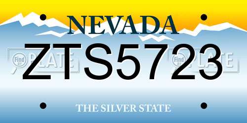 ZTS5723 Nevada License Plate