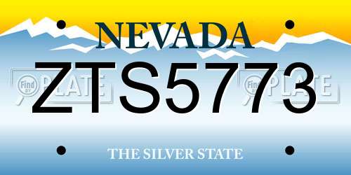 ZTS5773 Nevada License Plate