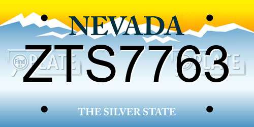 ZTS7763 Nevada License Plate