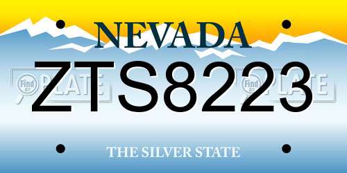 ZTS8223 Nevada License Plate
