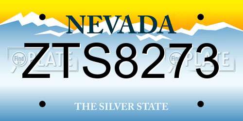 ZTS8273 Nevada License Plate