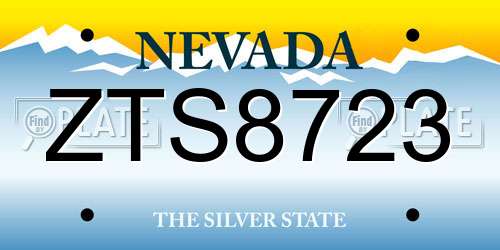 ZTS8723 Nevada License Plate