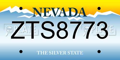 ZTS8773 Nevada License Plate