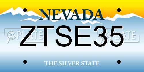 ZTSE35 Nevada License Plate