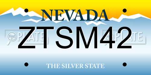 ZTSM42 Nevada License Plate