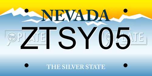 ZTSY05 Nevada License Plate