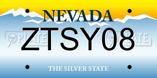 ZTSY08 Nevada License Plate
