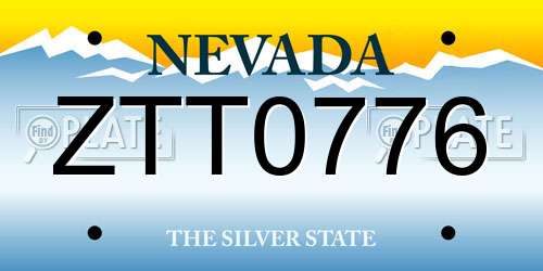 ZTT0776 Nevada License Plate