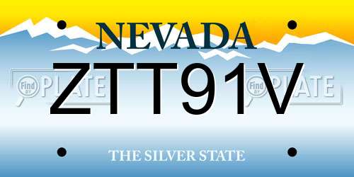 ZTT91V Nevada License Plate