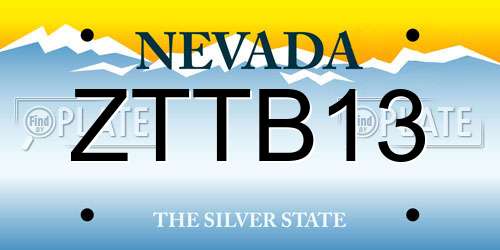 ZTTB13 Nevada License Plate