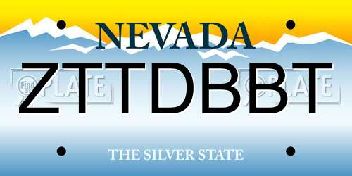 ZTTDBBT Nevada License Plate