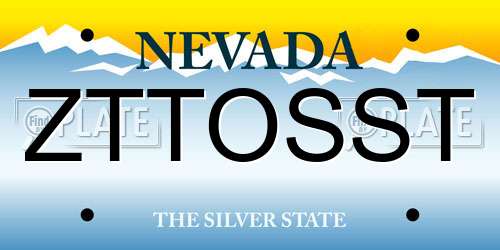 ZTTOSST Nevada License Plate