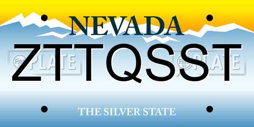 ZTTQSST Nevada License Plate