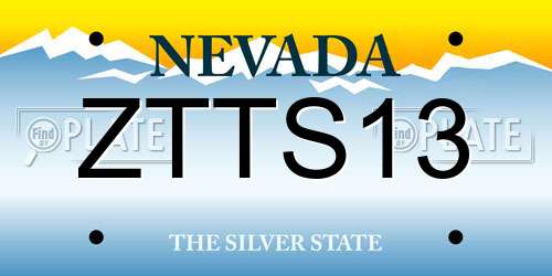 ZTTS13 Nevada License Plate