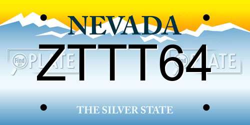 ZTTT64 Nevada License Plate