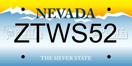 ZTWS52 Nevada License Plate