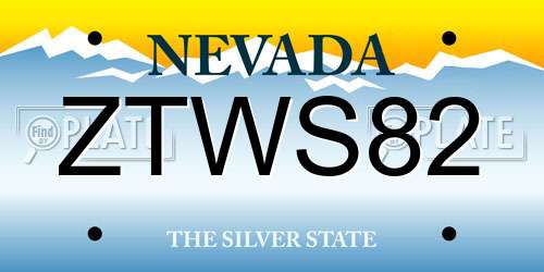 ZTWS82 Nevada License Plate
