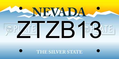 ZTZB13 Nevada License Plate