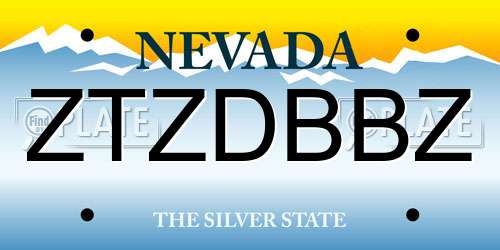 ZTZDBBZ Nevada License Plate