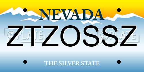 ZTZOSSZ Nevada License Plate