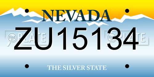 ZU15134 Nevada License Plate