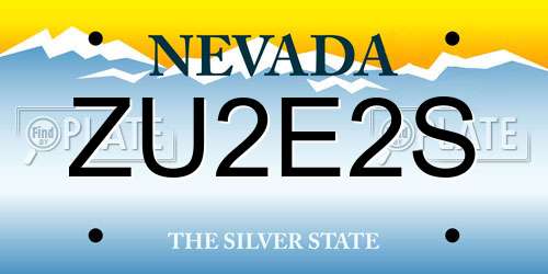 ZU2E2S Nevada License Plate