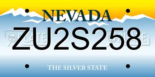 ZU2S258 Nevada License Plate